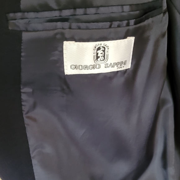 Giorgio Sappini Navy Blue Wool & Cashmere Suit Jacket - Picture 6 of 9